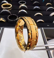 Men's 18K Gold IP Comfort Fit Brick Tungsten Ring - 8mm-Rings-Sairahaz Jewelers