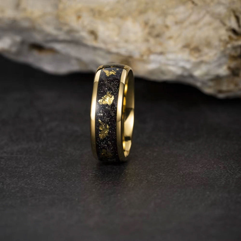 Men's Gold Inlay Tungsten Wedding Band-Rings-Sairahaz Jewelers
