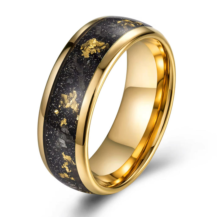 Men's Gold Inlay Tungsten Wedding Band