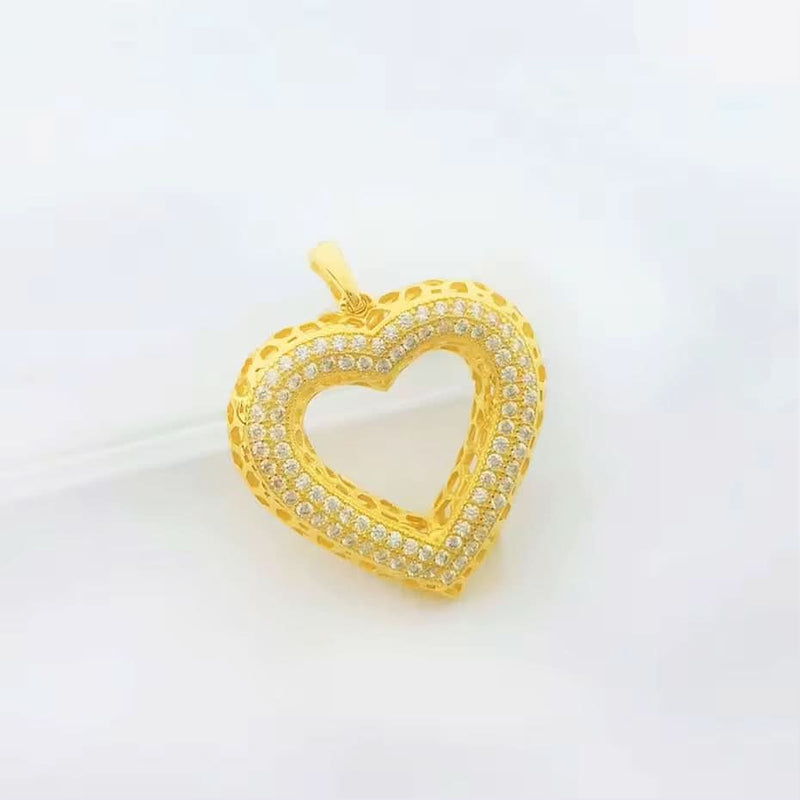 Minimalist Style Heart Pendent with Cubic Zerconia-Pendent-Sairahaz Jewelers