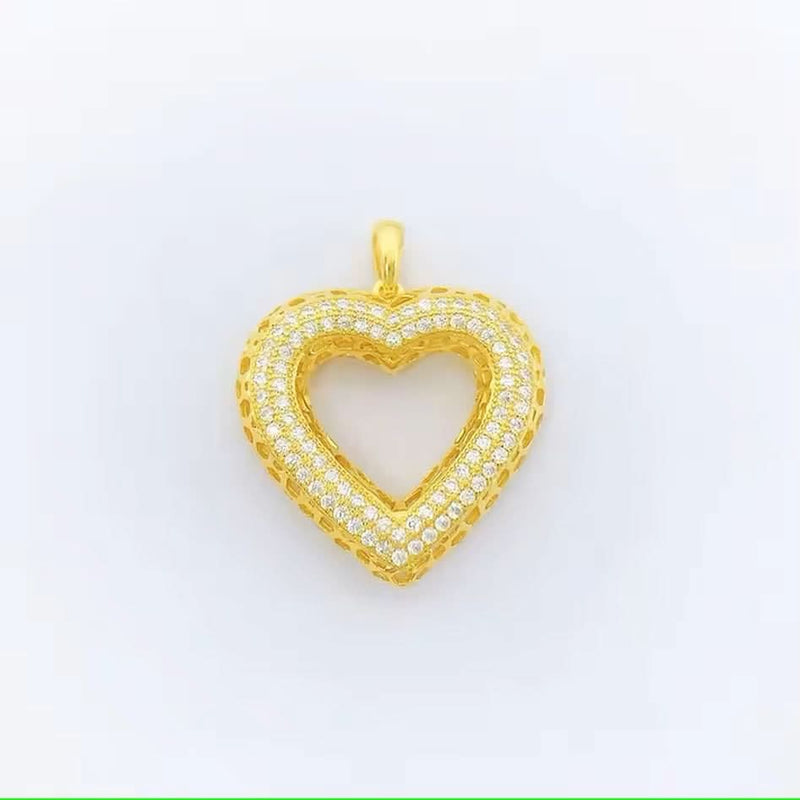 Minimalist Style Heart Pendent with Cubic Zerconia-Pendent-Sairahaz Jewelers