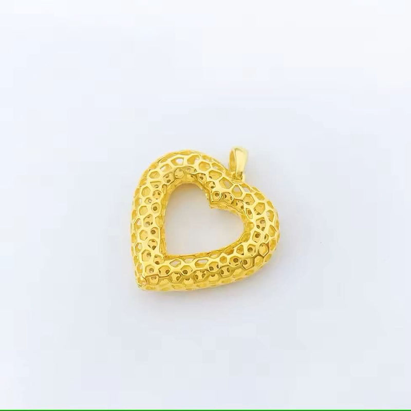 Minimalist Style Heart Pendent with Cubic Zerconia-Pendent-Sairahaz Jewelers