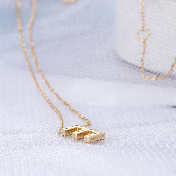 18K Gold Diamond Initial Pendant Necklace