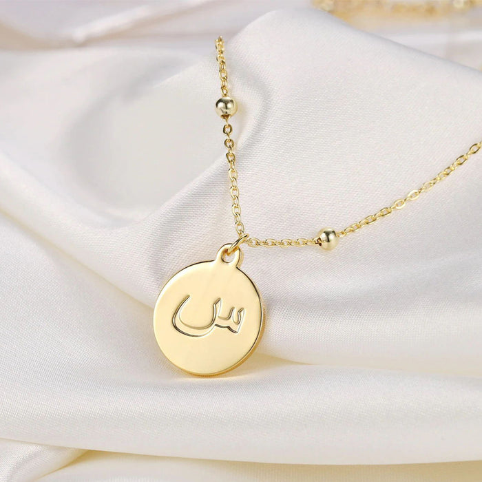 Arabic Initial Letter Necklace Gold Plated, Stainless Steel, Arabic letter necklace, Gift for her, Gift for mom, Gift for wife, 