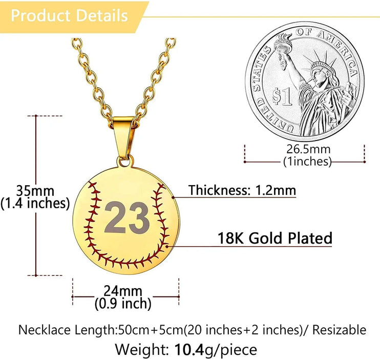 Personalized Gold Baseball Necklaces Pendant-Sairahaz Jewelers