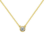 14K Solid Gold Round Brilliant Cut Lab-Grown Diamond Pendant Necklace-Necklace-Sairahaz Jewelers