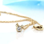 14K Solid Gold Round Brilliant Cut Lab-Grown Diamond Pendant Necklace-Necklace-Sairahaz Jewelers