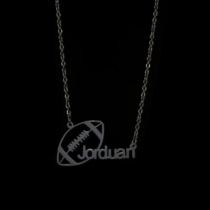 Custom Football Name Necklace-custom football necklace-Sairahaz Jewelers