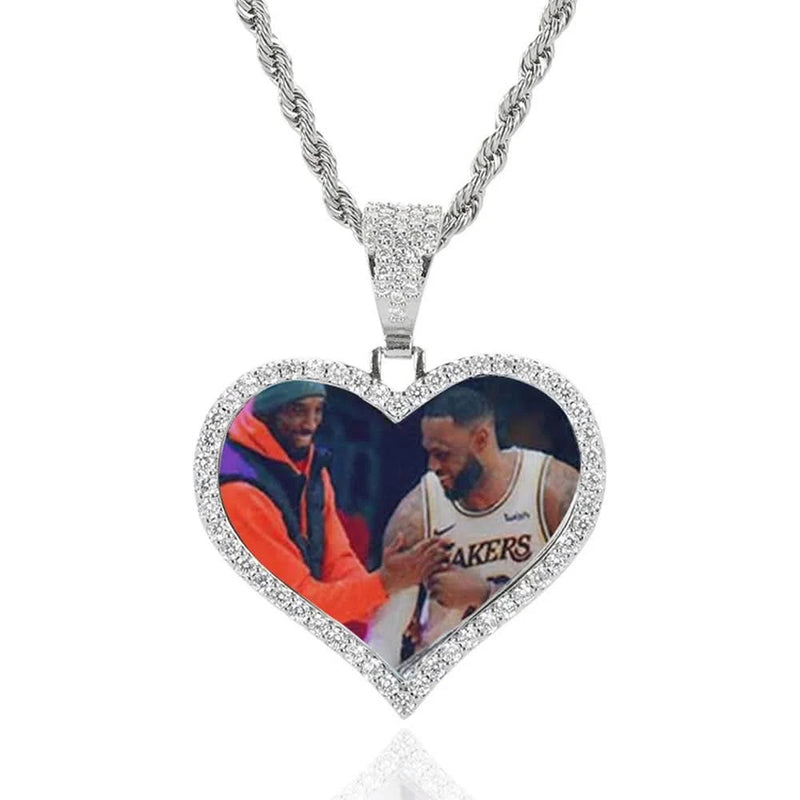 CZ Heart Necklace with Picure