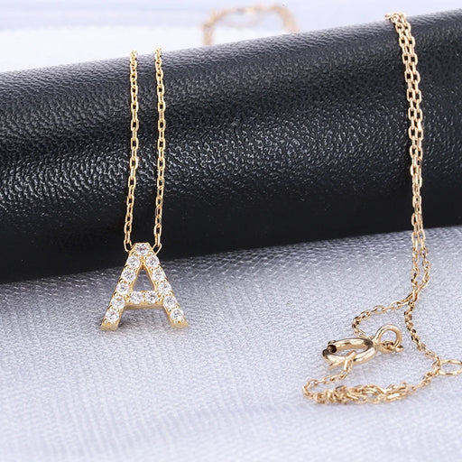 18K Gold Diamond Initial Pendant Necklace