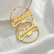 Atoztide Personalized Name High Quality Stainless Steel Letter Earrings Custom Name Cricle Earrings For Women Party Jewelry-Sairahaz Jewelers