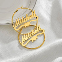 Atoztide Personalized Name High Quality Stainless Steel Letter Earrings Custom Name Cricle Earrings For Women Party Jewelry-Sairahaz Jewelers