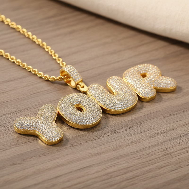 Hiphop Iced out Bubble Customized Name Necklace