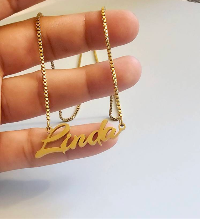 Curved Script Name Necklace