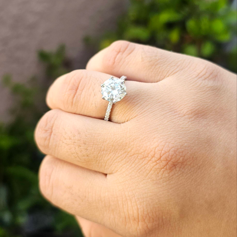 Round Moissanite Engagement Ring-Rings-Sairahaz Jewelers