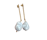 Freshwater Large Baroque Pearls Earrings Gold Plated-Pearl Jewelry-Sairahaz Jewelers