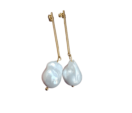 Freshwater Large Baroque Pearls Earrings Gold Plated-Pearl Jewelry-Sairahaz Jewelers