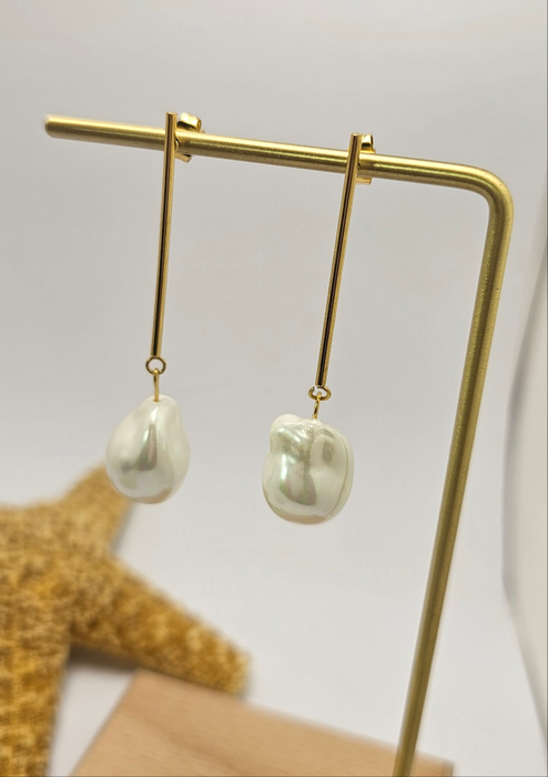 Freshwater Large Baroque Pearls Earrings Gold Plated-Pearl Jewelry-Sairahaz Jewelers