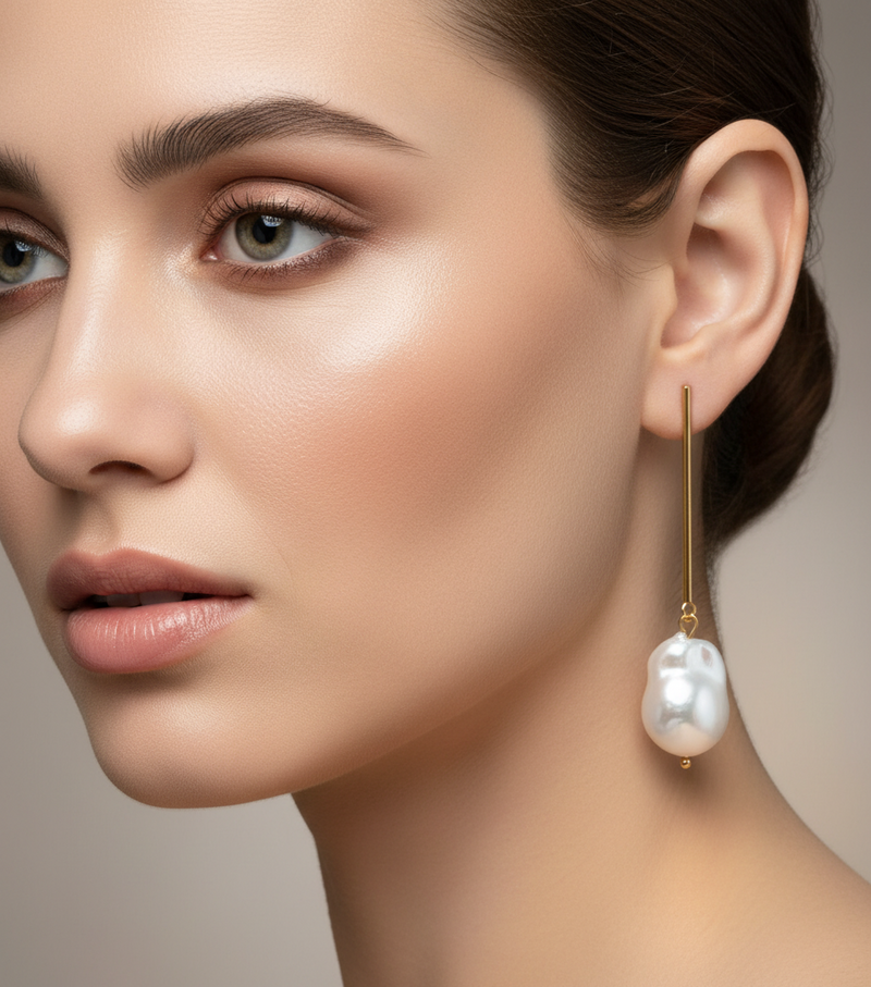 Freshwater Large Baroque Pearls Earrings Gold Plated-Pearl Jewelry-Sairahaz Jewelers