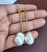 Freshwater Large Baroque Pearls Earrings Gold Plated-Pearl Jewelry-Sairahaz Jewelers