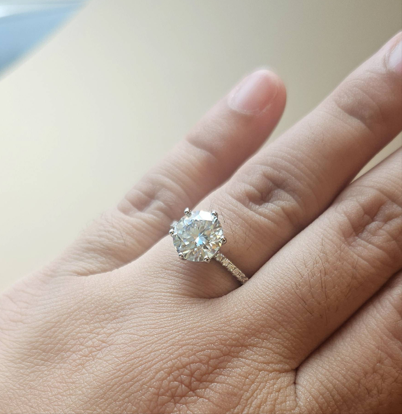 Round Moissanite Engagement Ring-Rings-Sairahaz Jewelers