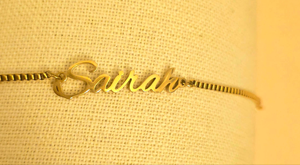 Women's Custom Name Bracelet Minimalist-Custom Name Bracelet-Sairahaz Jewelers