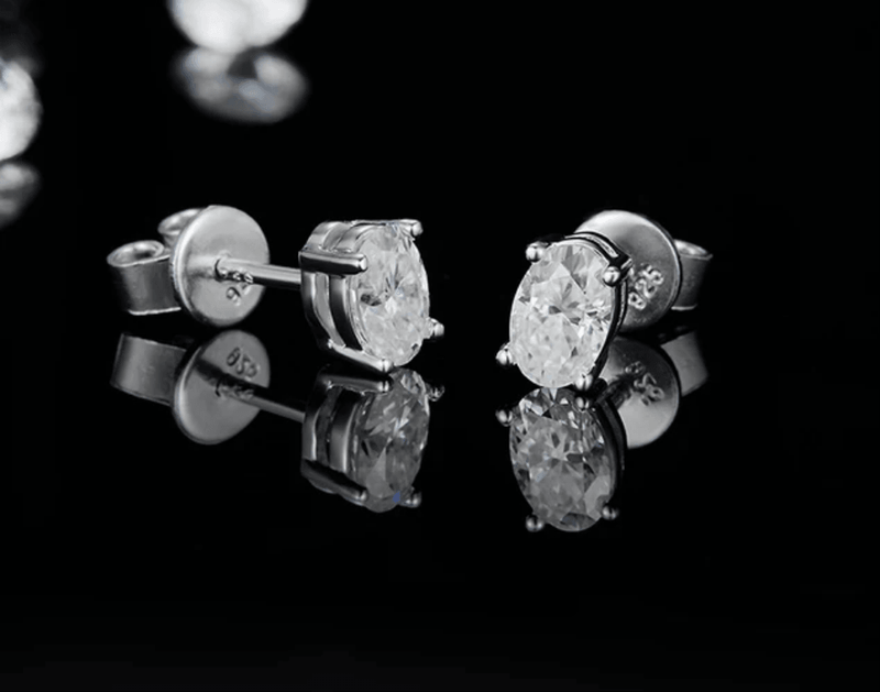 Oval Moissanite Earrings-Earrings-Sairahaz Jewelers