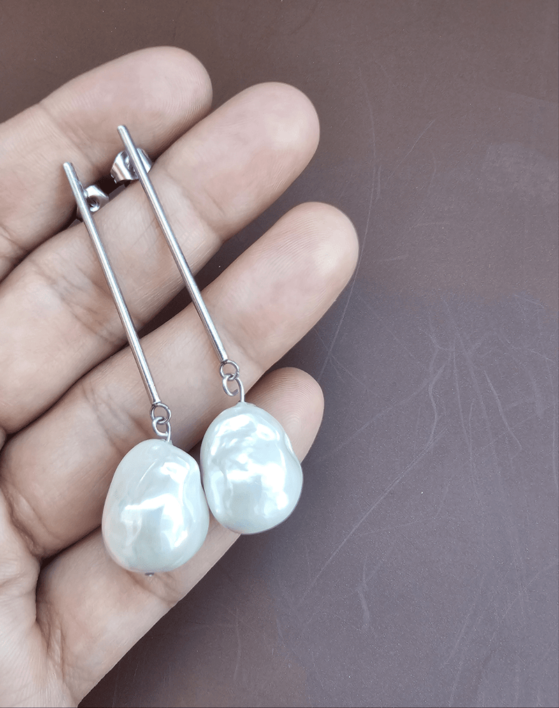 Freshwater Large Baroque Pearls Earrings Gold Plated-Pearl Jewelry-Sairahaz Jewelers