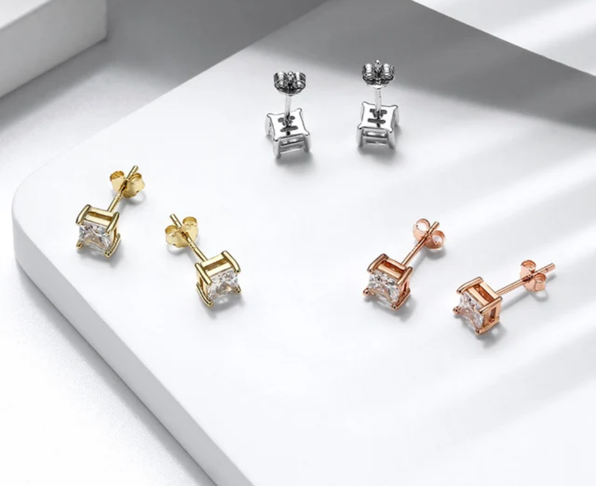 Princess cut Diamond Earrings