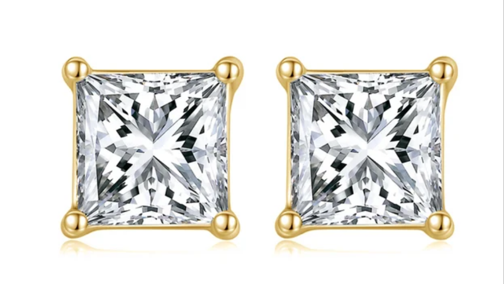 Princess cut Diamond Earrings
