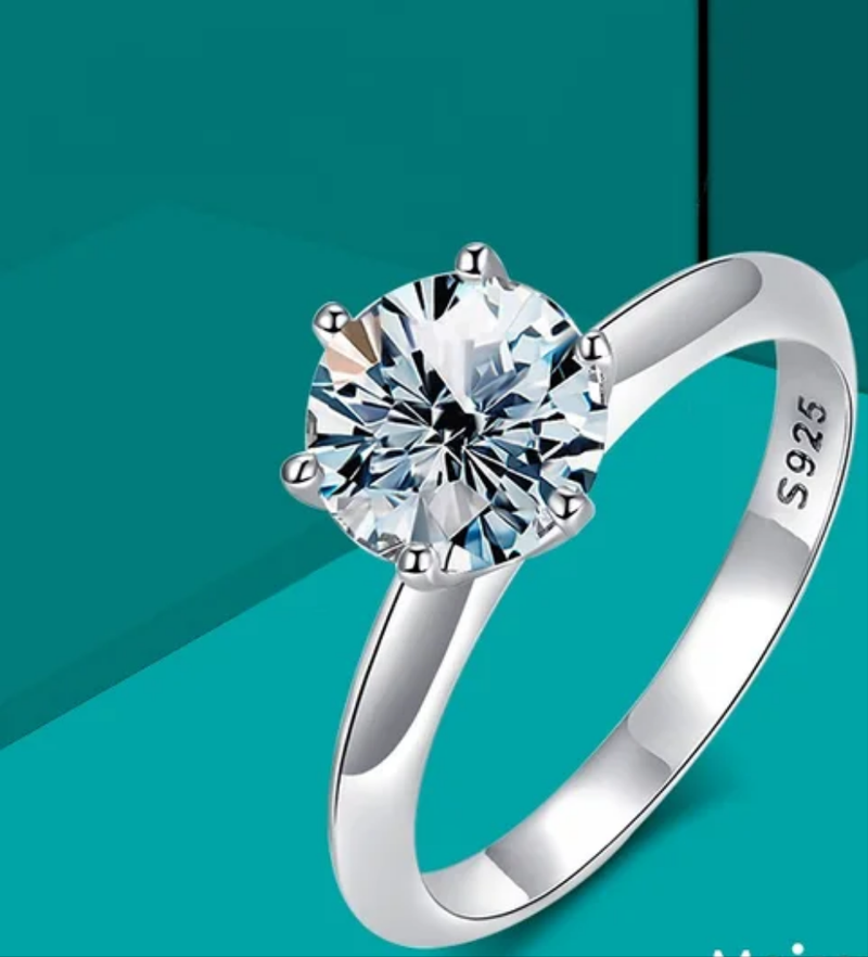 Oval Cut Halo 1 Carat Moissanite Solitaire Ring - view 3