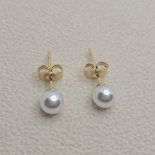 White Pearl Stud Earrings 18k Gold Plated. Great gift item. Gift for her, gift for wife.