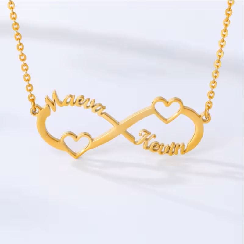 Infinity Hearts Name Necklace-Custom Name Necklace-Sairahaz Jewelers