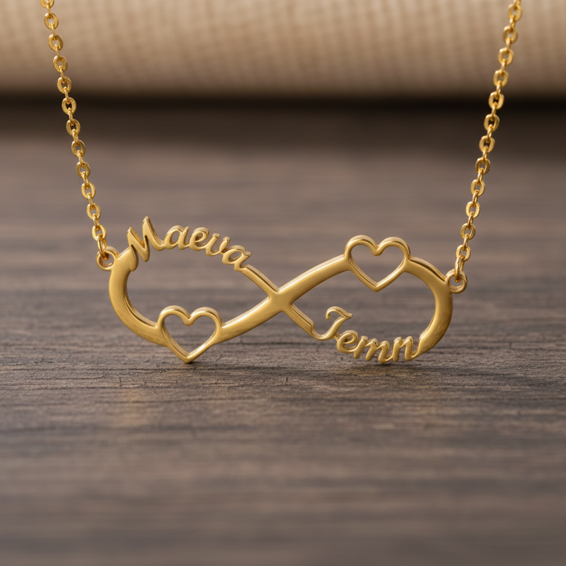 Infinity Hearts Name Necklace