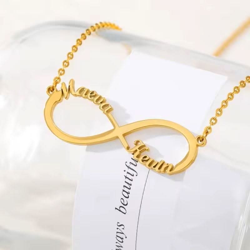 Infinity Hearts Name Necklace-Custom Name Necklace-Sairahaz Jewelers