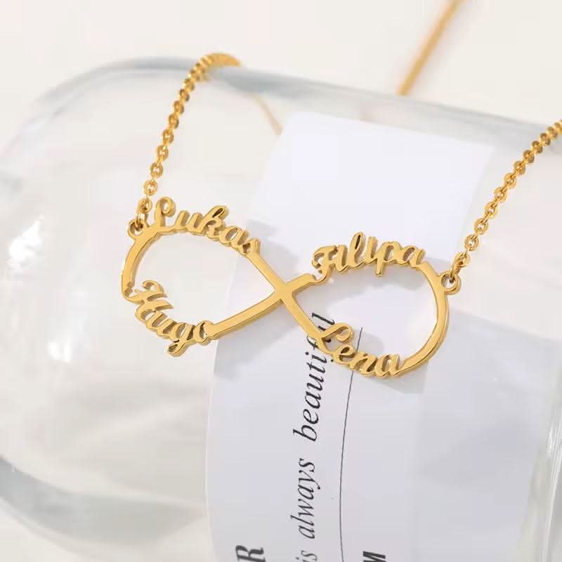 Infinity Hearts Name Necklace-Custom Name Necklace-Sairahaz Jewelers