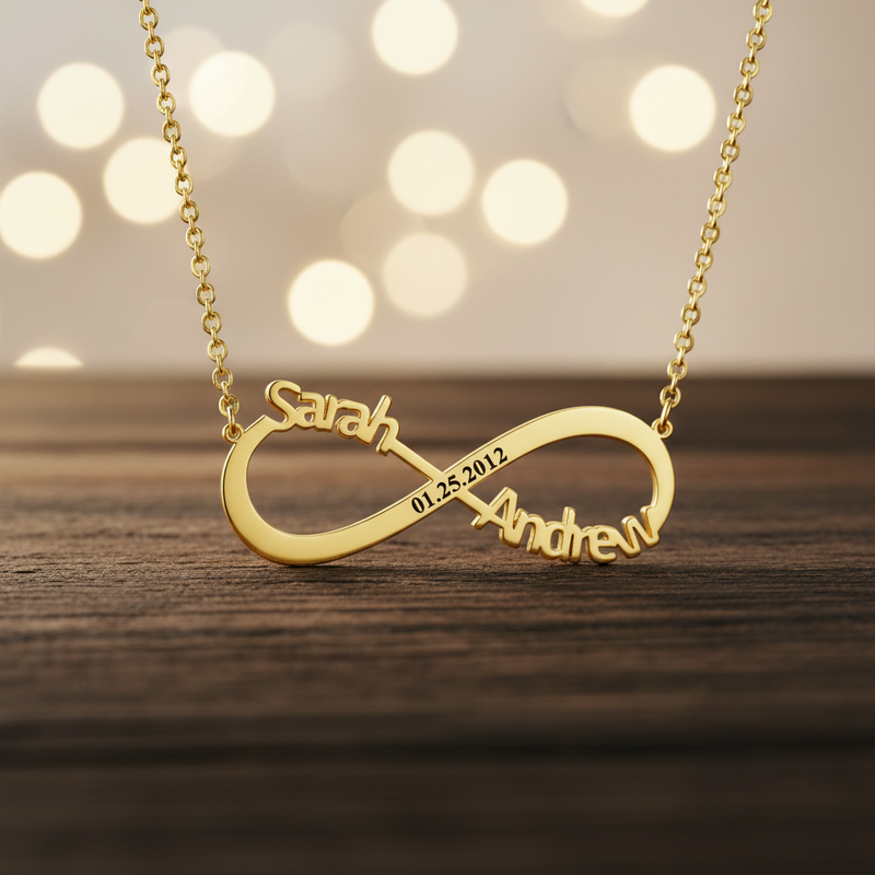 Collar infinito doble nombre con fecha
