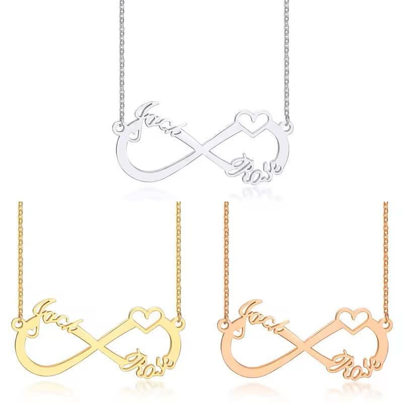 Infinity Single Heart Name Necklace-Custom Name Necklace-Sairahaz Jewelers