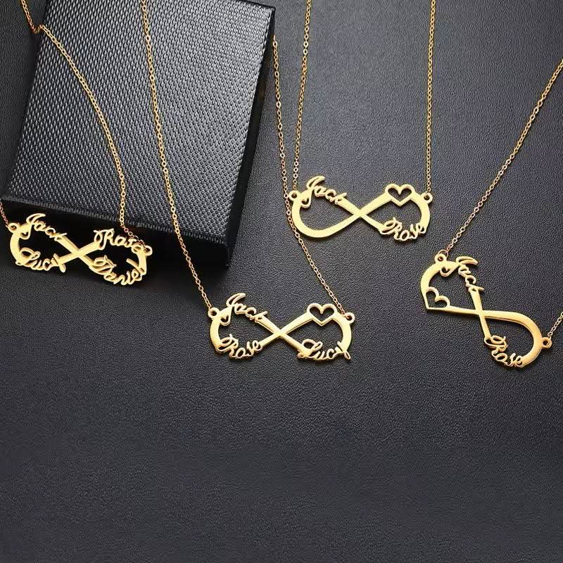 Infinity Single Heart Name Necklace-Custom Name Necklace-Sairahaz Jewelers