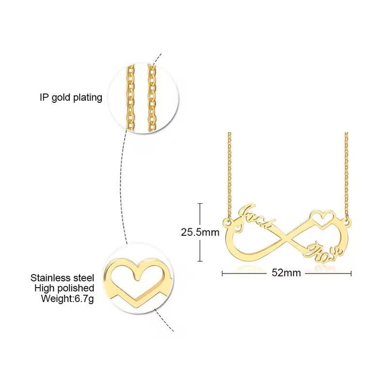 Infinity Single Heart Name Necklace-Custom Name Necklace-Sairahaz Jewelers