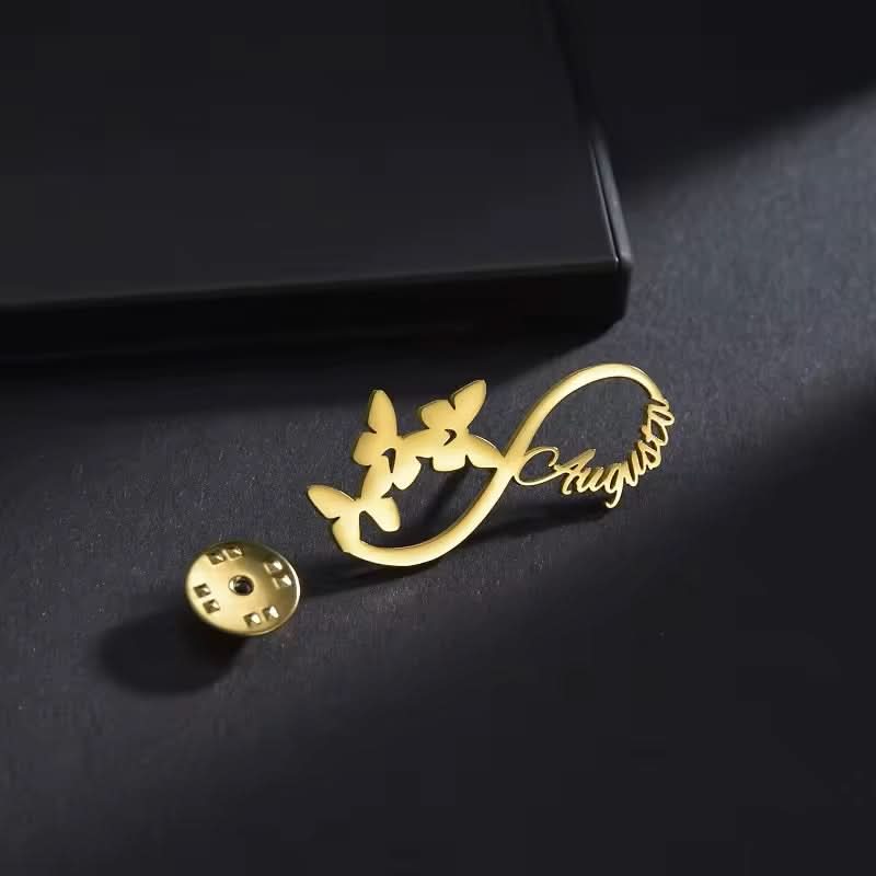 Infinity Butterfly Personalized Name Brooch Pin — Sairahaz Jewelers