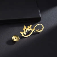 Infinity butterfly personalized name brooch pin with polished finish