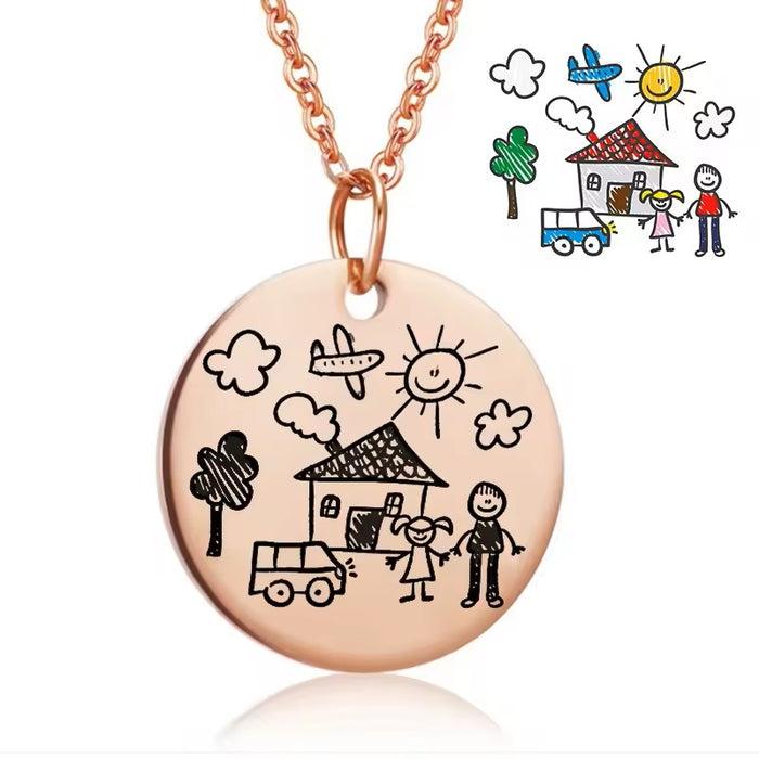 Kids Drawing Necklace-Custom Name Necklace-Sairahaz Jewelers