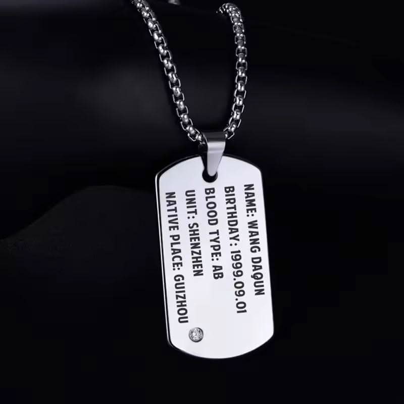 Men's Engraved Tungsten Dog Tags-Custom Name Necklace-Sairahaz Jewelers