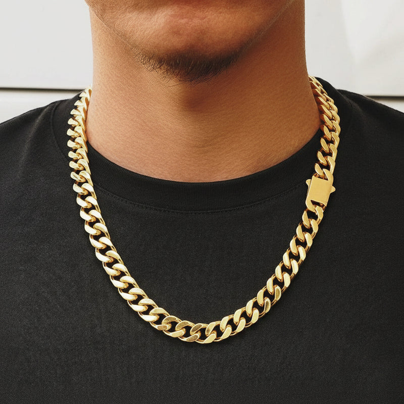 Miami Cuban Curb Chain Necklace 18K Gold Plated