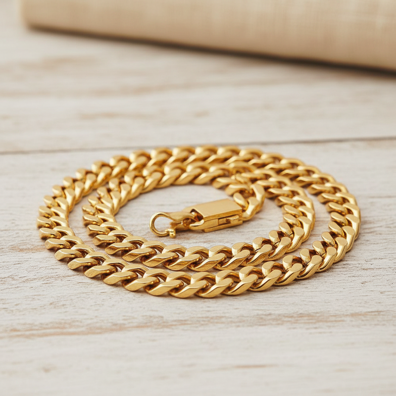 Miami Cuban Curb Chain Necklace 18K Gold Plated