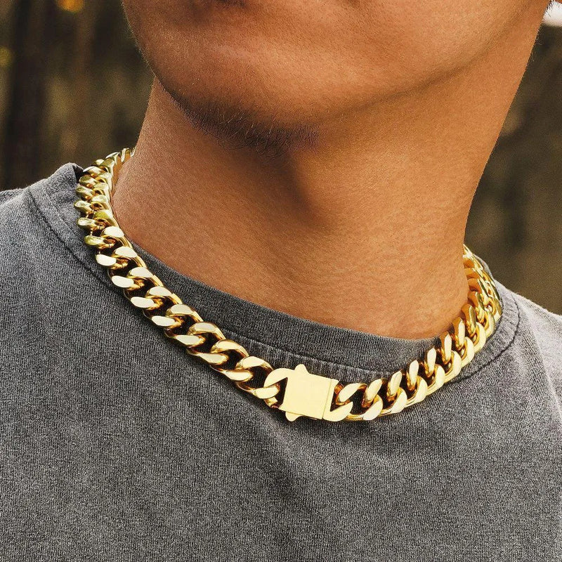 Miami Cuban Curb Chain Necklace 18K Gold Plated