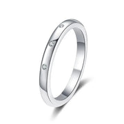 Minimalist Wedding Band 3 Stone Moissanite Ring