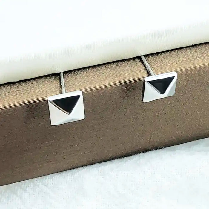 Minimalist Square Stud Earrings in 925 Sterling Silver - Silver, Gold Plated, Rose Gold