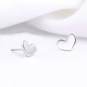 Minimalist Heart Stud Earrings in Sterling Silver-Earring-Sairahaz Jewelers